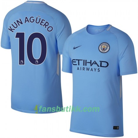 Fotballdrakt Manchester City Kun Agüero Hjemmetrøye 2017-2018 Kortermet