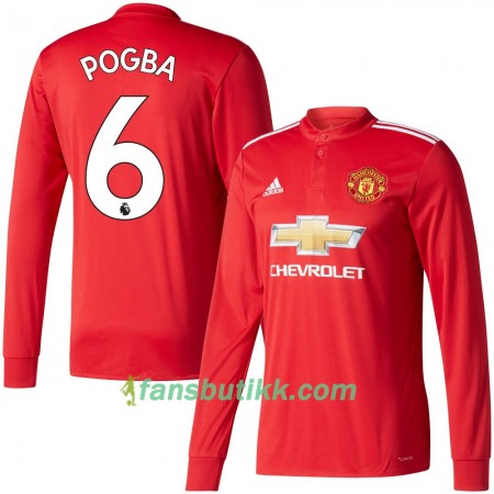 Fotballdrakt Manchester United Pogba 6 Hjemmetrøye 2017-2018 Langermet