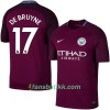 Fotballdrakt Manchester City De Bruyne Bortetrøye 2017-2018 Kortermet