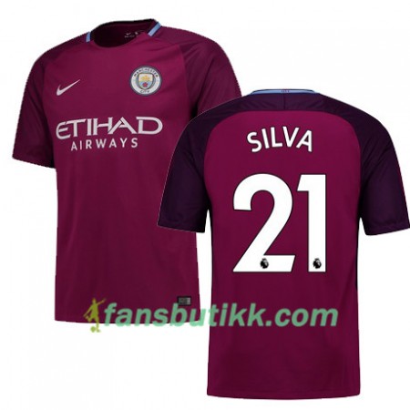 Fotballdrakt Manchester City SILVA 21 Bortetrøye 2017-2018 Kortermet