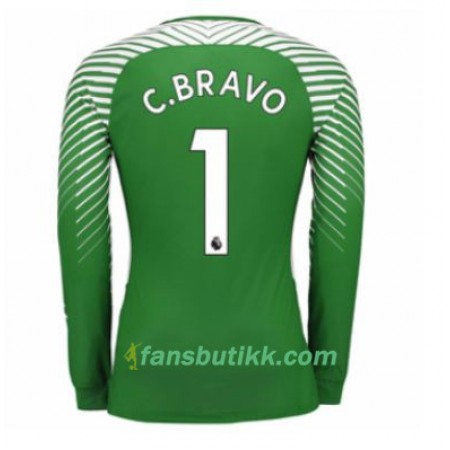Fotballdrakt Manchester City Keeper Claudio Bravo 1 Hjemmetrøye 2017-2018 Langermet