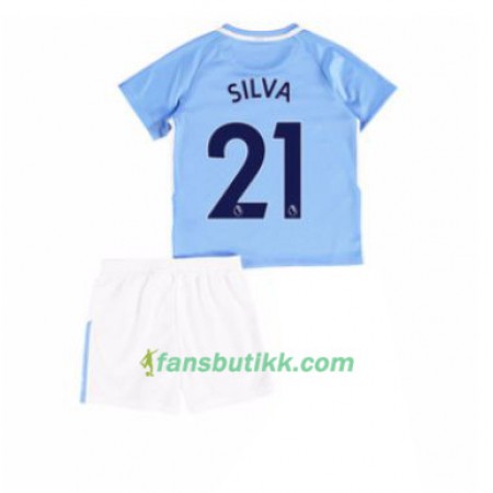 Fotballdrakt Manchester City David Silva 21 Barn Hjemmetrøye 2017-2018 Kortermet