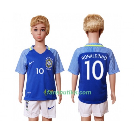 Fotballdrakt Brasil Ronaldinho 10 Barn Bortetrøye 2016 Kortermet