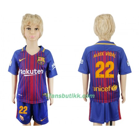 Fotballdrakt FC Barcelona Aleix Vidal 22 Barn Hjemmetrøye 2017-2018 Kortermet